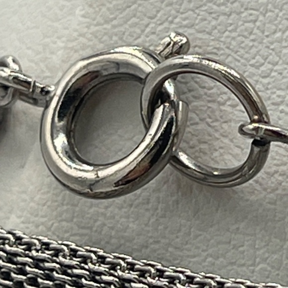 60" Silver Tone Mesh Necklace With Textured Bead Accents - Picture 7 of 11